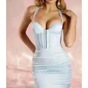 Oh polly satin light blue mini dress. Sz 6